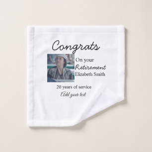 Congrats on your retirement add photo name date mi wash cloth