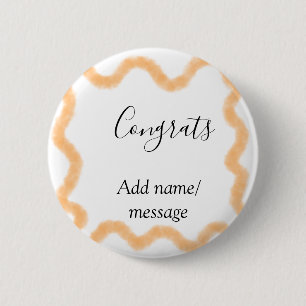 Congrats orange spiral Spanish border boho retro n 6 Cm Round Badge