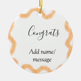 Congrats orange spiral Spanish border boho retro n Ceramic Tree Decoration
