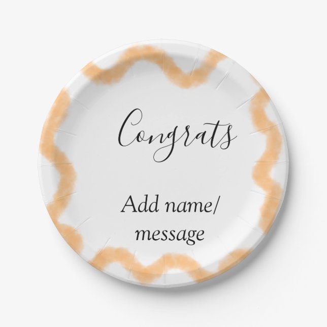 Congrats orange spiral Spanish border boho retro n Paper Plate (Front)