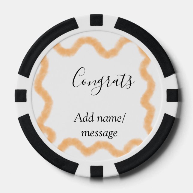 Congrats orange spiral Spanish border boho retro n Poker Chips (Front)