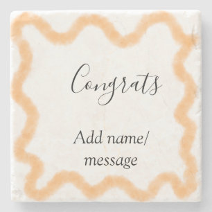 Congrats orange spiral Spanish border boho retro n Stone Coaster