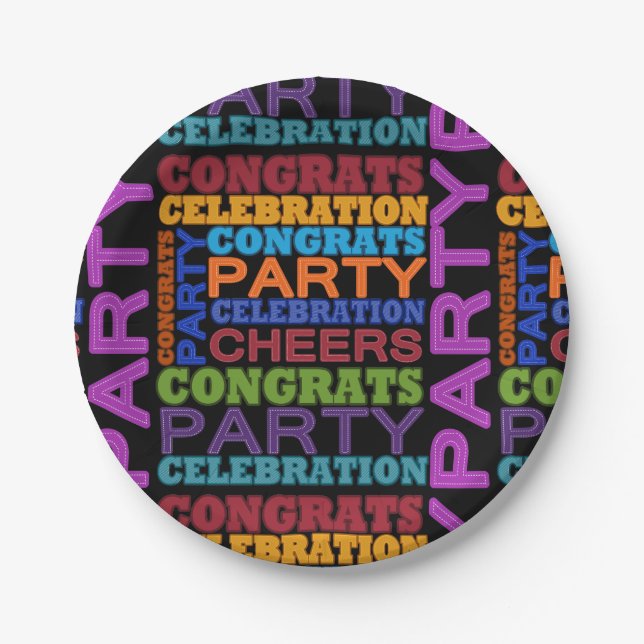 congrats party celebration paper plate (Front)