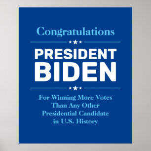 Congrats President Biden Most Voted Candidate Blue Poster