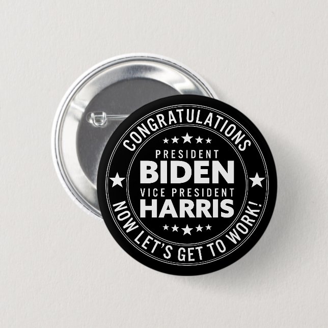 Congrats President Biden, VP Harris! Custom Colour 6 Cm Round Badge (Front & Back)