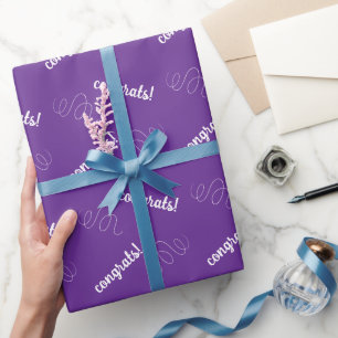 Congrats! Purple Wrapping Paper