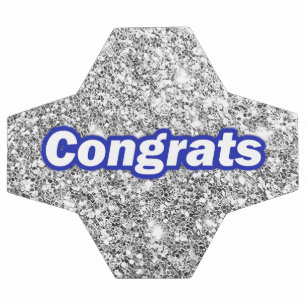 Congrats Silver Glitter Background Soccer Ball