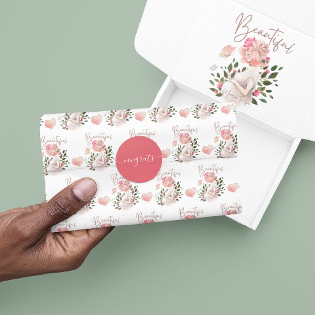 Congrats Sticker (Congratulate someone special with these lovely pink and white congrats stickers! )