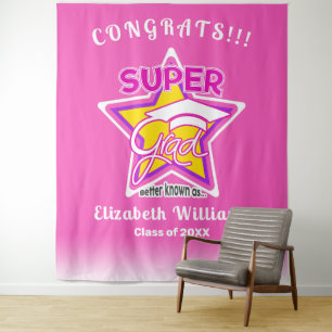 Congrats Super Grad Pink-Editable Text Tapestry