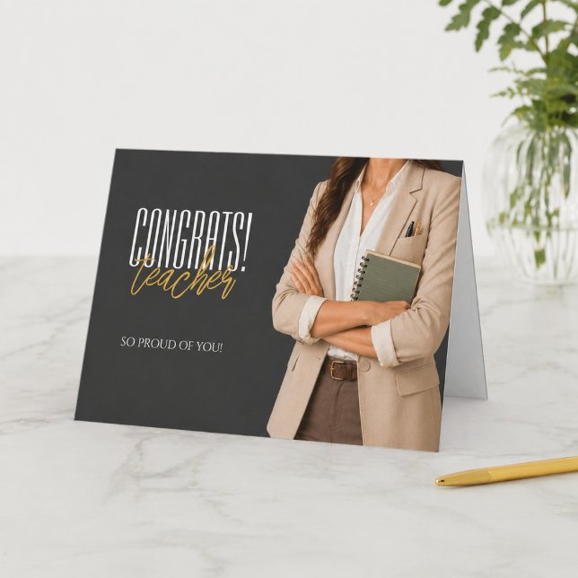Congrats Teacher Graduation Card (Elegant teacher graduation congratulations card with modern minimalist neutral design)