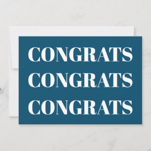 Congrats teal blue white minimalist modern card
