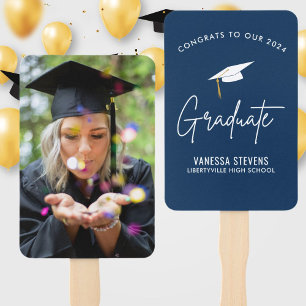 Congrats to Our 2024 Graduate Navy Modern Photo Hand Fan