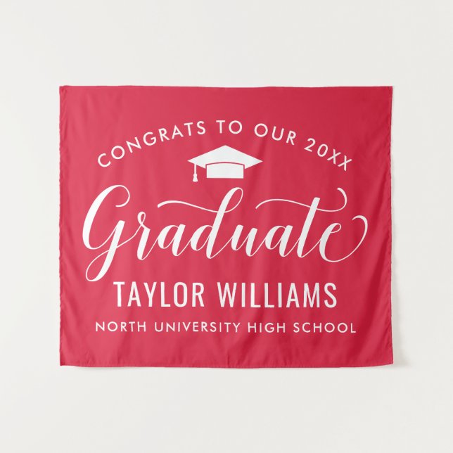 Congrats to Our 2026 Graduate Red Graduation Tapestry (Front (Horizontal))