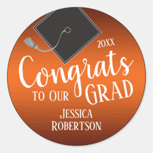 Congrats to Our Grad Class of 2021 Orange Classic Round Sticker
