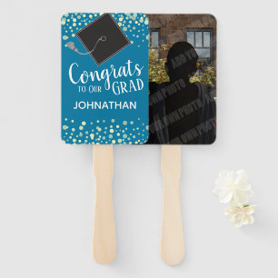 Congrats to Our Grad Confetti Photo Hand Fan