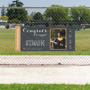Congrats to Our Grad Metallic Charcol Banner