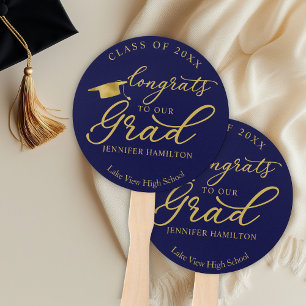 Congrats To Our Grad  Simple Elegant Graduation  Hand Fan