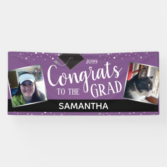 Congrats to Our Grad Two Photo Any Year Banner (Horizontal)