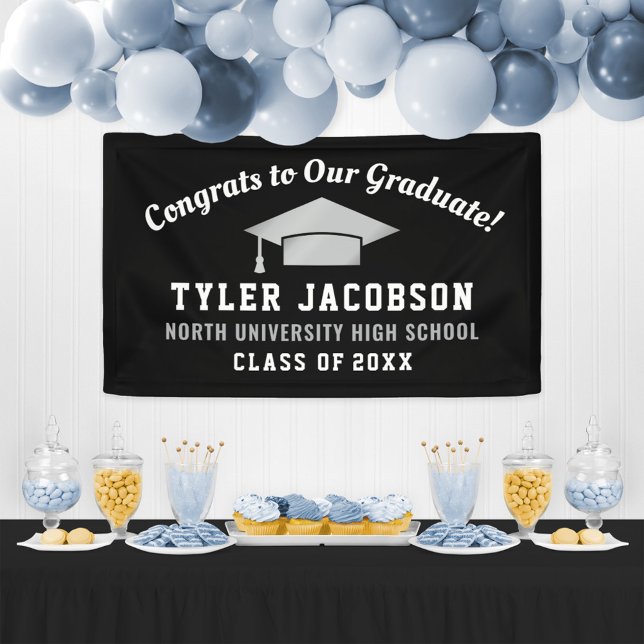 Congrats To Our Graduate Black and Silver Custom Banner (Creator Uploaded)