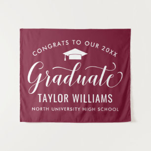 Congrats to Our Graduate Burgundy Graduation Tapestry