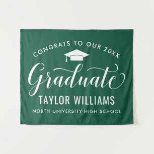Congrats to Our Graduate Green Graduation Tapestry