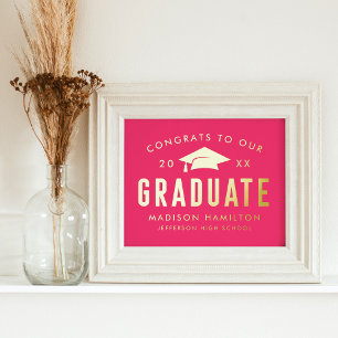 Congrats to our Graduate Hot Pink Graduation Party Foil Prints
