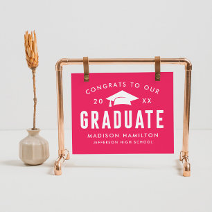 Congrats to our Graduate Hot Pink Graduation Poster