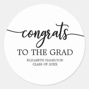 Congrats To The Grad Chic Calligraphy Graduation Classic Round Sticker