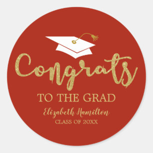 Congrats To The Grad Gold Glitter Chic Graduation Classic Round Sticker