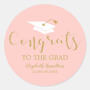 Congrats To The Grad Gold Glitter Chic Graduation Classic Round Sticker