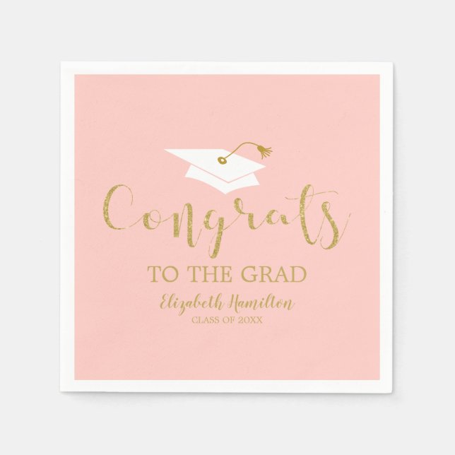 Congrats To The Grad Gold Glitter Graduation Napki Napkin (Front)