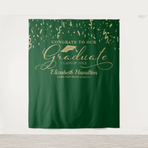 Congrats To The Graduate Gold And Green Backdrop Tapestry