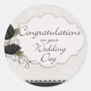 congrats wedding day classic round sticker