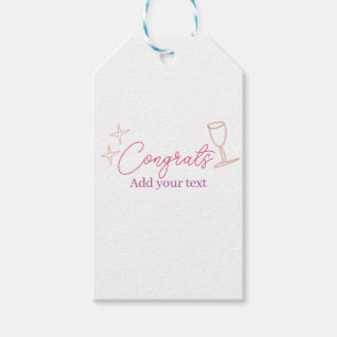 congrats wine glass stars pink pastel bold retro g gift tags