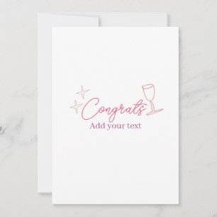 congrats wine glass stars pink pastel bold retro g invitation