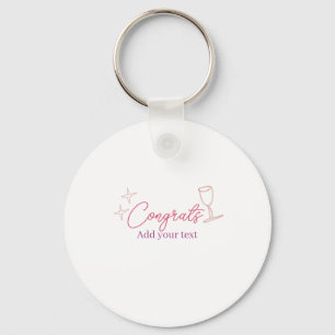 congrats wine glass stars pink pastel bold retro g key ring