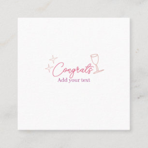 congrats wine glass stars pink pastel bold retro g square business card