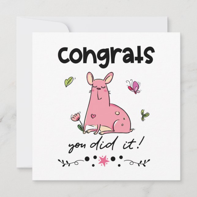 Congrats You Did It Cartoon French Bulldog Grad Card (Front)