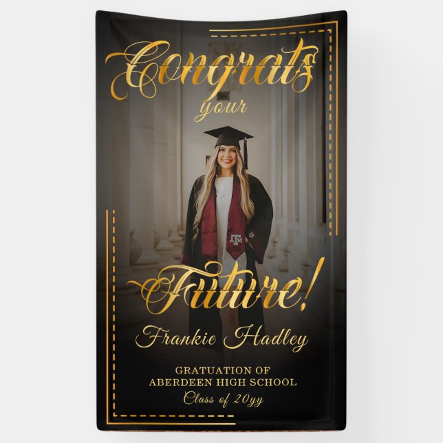 Congrats your bright future with golden touch banner (Vertical)