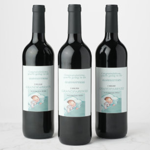 Congrats You're Going To Be Grandparents Baby Boy Wine Label
