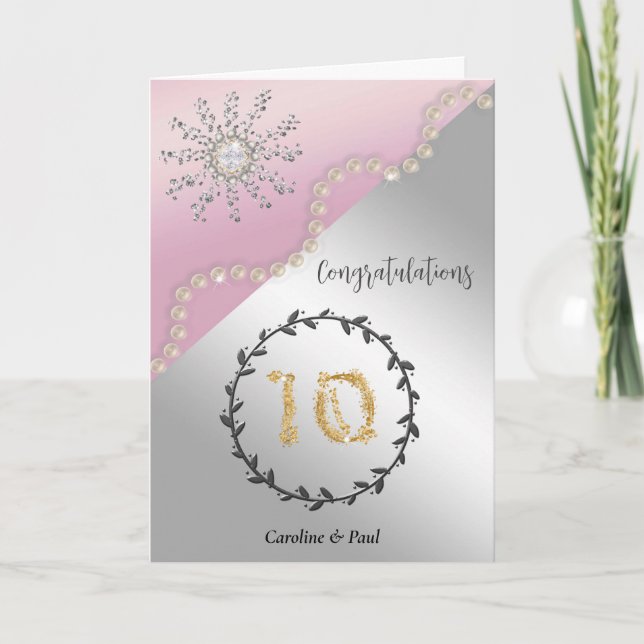 Congratulate Friends on 10th Wedding Anniversary Card (Front)