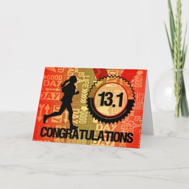 Congratulate Half Marathon Female Runner Sports Card (Front)