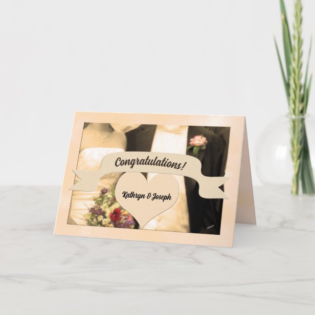 Congratulate the Bride and Groom Sepia Couple Card (Front)