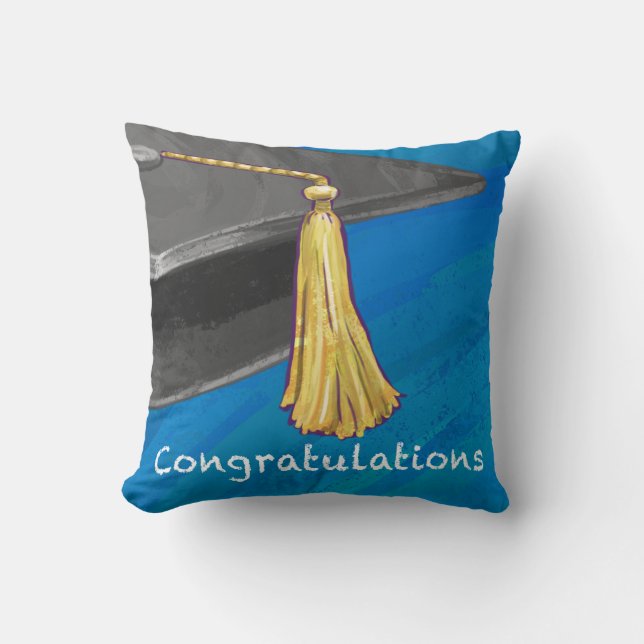 Congratulation Black and Blue Cushion (Front)