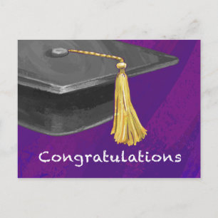 Congratulation Black and Purple Postcard