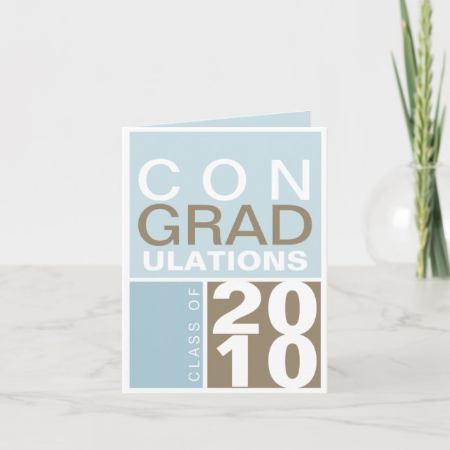 Congratulation class of year blue brown modern card (Front)