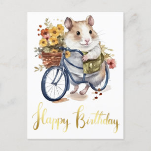 Congratulation Cute Hamster Flowers Personalised Postcard