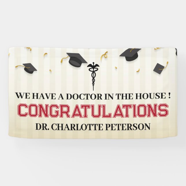 Congratulation Doctor Medical School Graduation Banner (Horizontal)