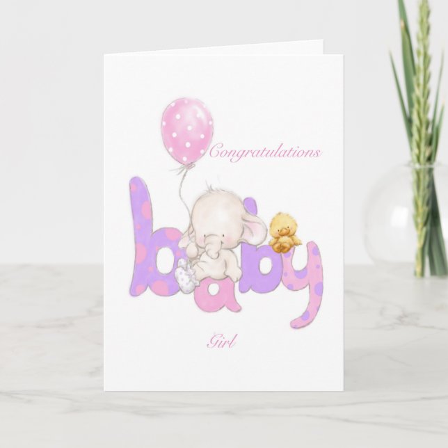 Congratulation for baby girl card (Front)