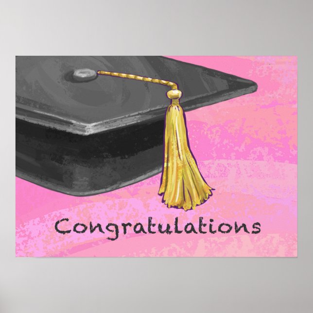 Congratulation Graduate Black and Pink Poster (Front)
